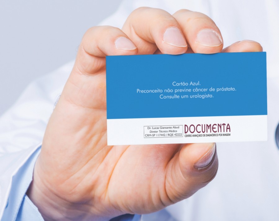 Cartão azul para ajudar na prevenção do câncer de próstata